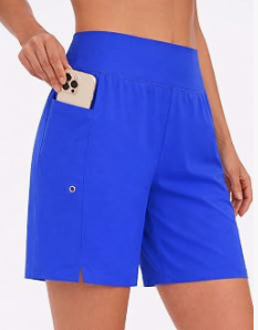 DIBAOLONG Women's Swim Shorts 7" High Waisted Quick Dry UPF 50+ Beach Board Shorts for Women with Liner & Pockets, Size M