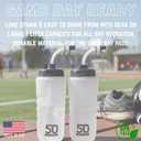 50 Strong 1 Liter Water Bottle with Straw 2-Pack Easy-Squeeze Sports Bottles with Long Straw & Built-In Finger Grip BPA-Free Made in USA Ideal for Hockey, Football, Lacrosse & Boxing