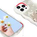 2 x Jusy Compatible with iPhone 15 Pro Max Case with Wavy Edge, Cute White Big Bow Mirror Curly Phone Cases, Shockproof Hard PC & Soft TPU Bumper Protection Cover for Women Girls-Big Bow