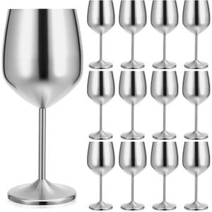 Didaey 12 Set Aluminum Metal Wine Glasses 18oz Unbreakable Wine Glass Goblet Elegant Stemmed Cocktail Glasses Metal Drink Cup for Wedding Pool Anniversary Party Travel Camping Picnics (Silver), 3.7 x 8.3 inches