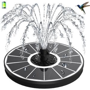 3.5W Solar Fountain with 2000mAh Battery - Work On Cloudy Days - Upgrade Glass Panel Solar Bird Bath Fountain, Hummingbird Water Feature Pump with 7 Nozzles, 4 Fixed Pipes for Garden, Pool (White)
