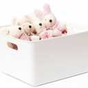 Ytteve 6 Pack White Stackable Plastic Storage Bins with Lids & Handles, Durable - 4 Large (14.4"x10.2"x6.3") & 2 Medium (11.8"x8"x4.7"), Multi-size for Closet, Shelves, Drawers, Home & Office