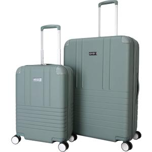 Jessica Simpson Countryside 2-Piece Set (21" & 30") Expandable 8-Wheel Spinner Large Checked Luggage Suitcase, Chinois Green