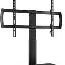 Universal Swivel TV Stand/Base Table Top TV Stand 32 to 65 inch TVs 80 Degree Swivel, 4 Level Height Adjustable, Heavy Duty Tempered Glass Base, Holds up to 88lbs Screens, HT04B-002