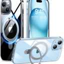 TORRAS Magnetic Kickstand for iPhone 15, 14, 13, & 16e Case [Fit for MagSafe][Sturdy & Versatile Stand] MilitaryGrade Shockproof Transparent Slim Protective AntiFingerprint AntiScratch, Clear