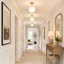 Globe Semi Flush Mount Ceiling Light Fixture Globe Ceiling Light Milk Glass Matte Gold Finish Contemporary Mid Century Modern Lighting for Hallway Living Room Kitchen Bedroom Storage(Bulb Included)
