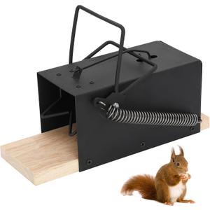 Powerful Squirrel Trap for Outdoor & Indoor Use, Humane Quick-Kill Rodent Trap for Grey & Black Squirrels, Heavy-Duty Metal Frame with Cedar Base, Weatherproof & Reusable Animal Catcher
