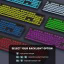 KOPJIPPOM Large Print Backlit Wireless Keyboard, 2.4G Silent Wireless Light Up Keyboard, Full Size Computer Keyboards with 7 Colored Backlits, Rechargeable Keyboards for Windows, PC, Laptop