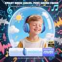 Steellumen Nova1Pro Active Noise Cancelling Headphones for Kids, 3-Level Safe Volume 75/85/94dB, ANC Safe Wireless Listen, Fast Charging, Bluetooth 5.4 with Mic, boy Girl for School, Travel & Airplane