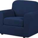 H.VERSAILTEX High Stretch 2-Piece Armchair Cover/Sofa Chair Covers/Slipcover Furniture Protector for Chairs, Made of Rich Textured Spandex Small Checks Knitted Jacquard Fabric (Chair, Navy)