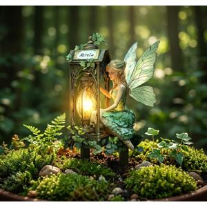 Fairy Lantern Garden Stake, 2D Flat Waterproof UV-Resistant Acrylic Enchanted Fairy Decor, Whimsical Outdoor Yard Lawn Flower Bed Potted Plant Ornament for Patio Balcony Indoor Decor