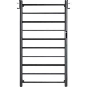Electric Heated Towel Warmer Rack 10-Bar Aluminum Wall Mounted, Black 165W