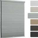 Changshade Cordless Cellular Shades, Blackout Room Darkening Black Out Honeycomb Blinds for Indoor Windows Bedroom, Pull Down Pleated Accordion Blind Easy Install, Shade Size 40" Wx72 H, Gray