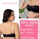 Strapless Bra 38C Bras for Women Push up Black (Black)