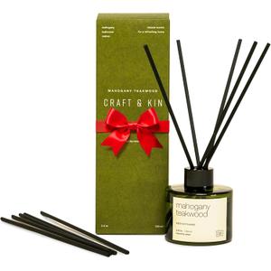 Craft & Kin Reed Diffuser Set Oakwood, Mahogany & Vetiver, Christmas Reed Diffusers for Home, Fragrance Diffuser Sticks, Oil Diffuser Sticks, Oil Diffuser with Sticks, Reed Diffuser for Men (Standard / 3.4 oz)