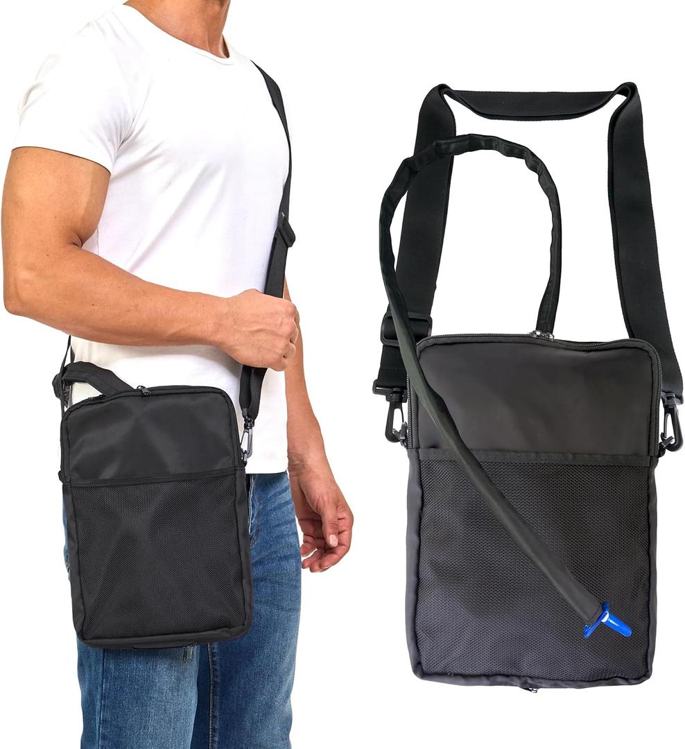 Catheter Bag Holder,with Urine Drainage Bag Holder & Adjustable Strap for Wheelchair w/Drain Tube Cover & Adjustable Strap, Foley Catheter Bag Covers, for Privacy & Dignity,Walker & Bed (Black-1)