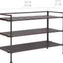 Seville Classics Sturdy Freestanding Storage Shelf for Bedroom, Closet, Entryway, Dorm Room Organizer Stackable Durable Metal Shoe Rack Espresso Slat,(NEW MODEL), 3-Tier Stackable 1" Slat Steel Frame Shoe Rack, 27.25"W x 12.75"D, Espresso
