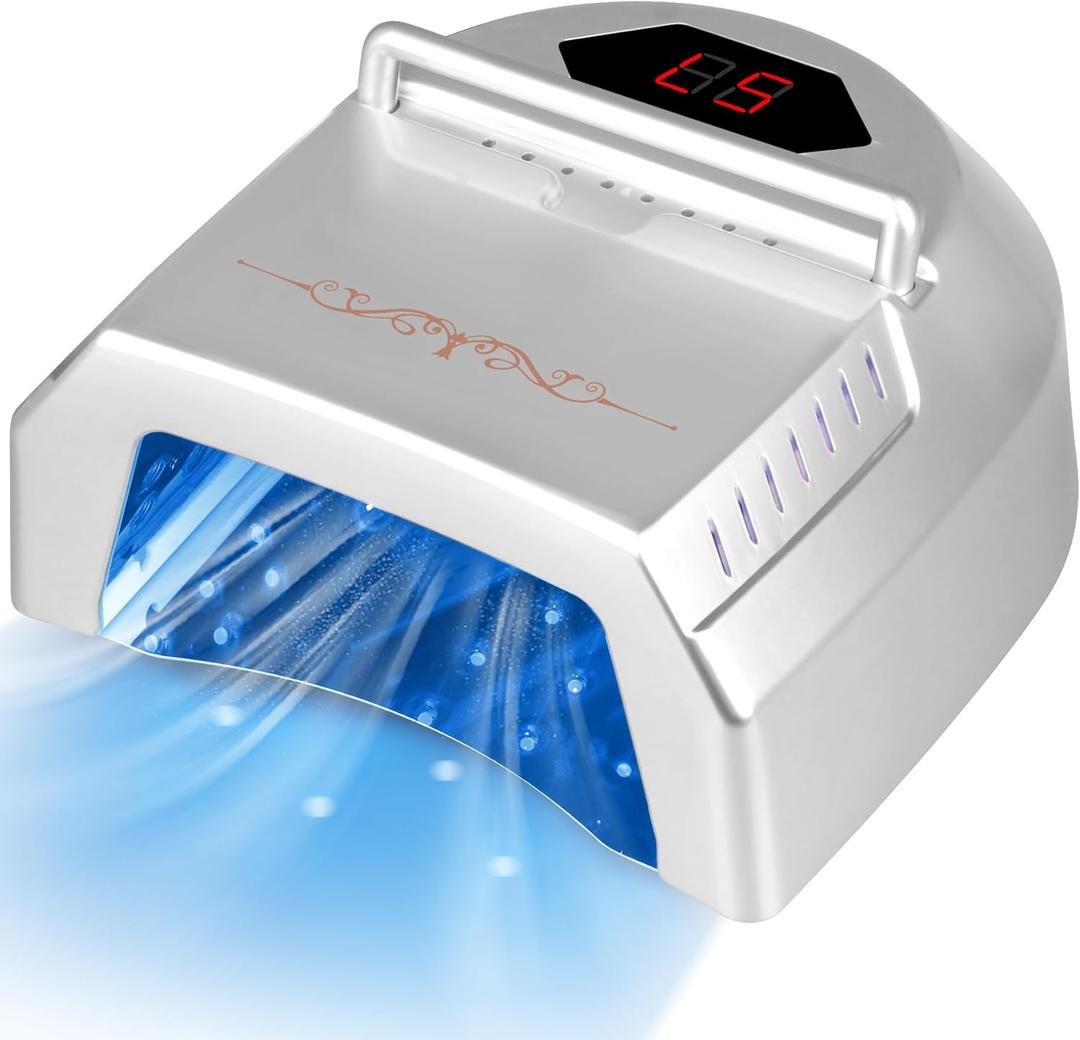 UV LED Nail Lamp Rechargebale, 72W Cordless Gel Nail Lamp with Fan Professional Nail Lamps for Gel Nails Nail Dryer with 45 Beads, Perfect for Salon Manicure, Pedicure, Home DIY Use (Pure White)