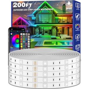 zoegi 100 feet 2 Strips Outdoor LED Strip Lights Waterproof, Music Sync RGB IP68 Outside Led Light Strips Waterproof with App and Remote, Exterior Led Rope Lights for Deck, Balcony, Roof, Garden, Pool