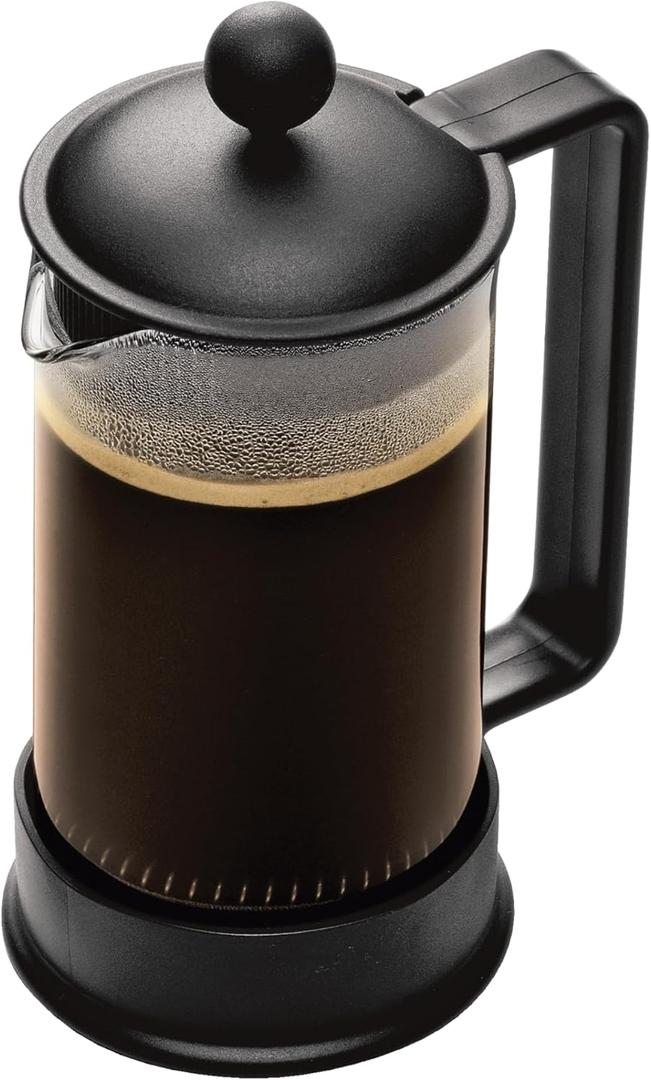 Bodum 12oz Brazil French Press Coffee Maker, High-Heat Borosilicate Glass, Black - Made in Portugal