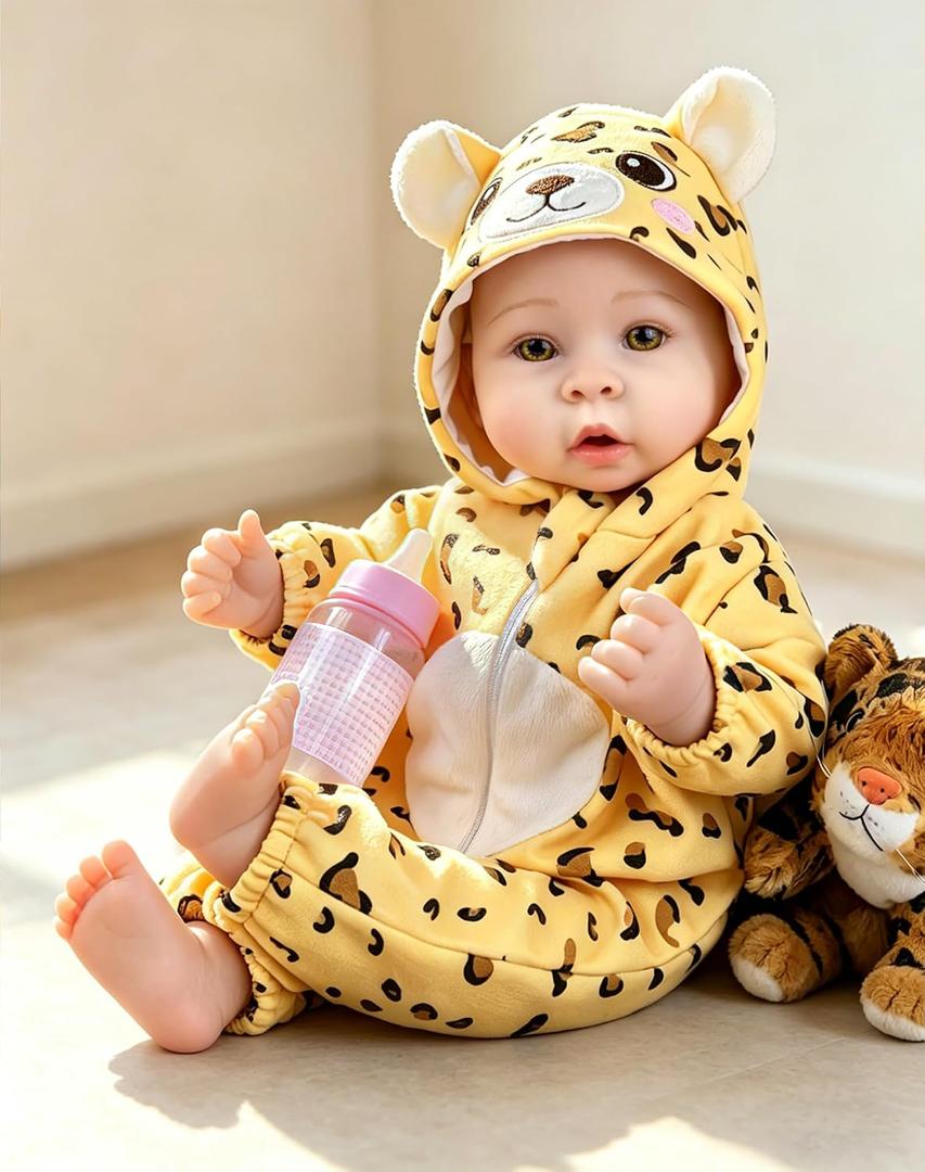 Aori Baby Doll 17 inches, Real Life Baby Dolls with Feeding Kit Included, Life Like Newborn Baby Doll that Look Real, Ideal Gift for Kids, Birthday, Pretend Play