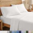 California Design Den Sheets Queen Size Bed Set - Soft 100% Organic Sheets with Deep Pockets, Crisp Percale, Breathable and Durable Bedding Set - True Ivory