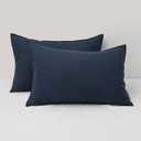 CHUFFED Linen Pillowcases 2 Pack 100% Linen Standard Pillow Cases, Breathable and Cooling Washed Pillowshams with Zipper Closure, 20x26 Inches, Navy Blue