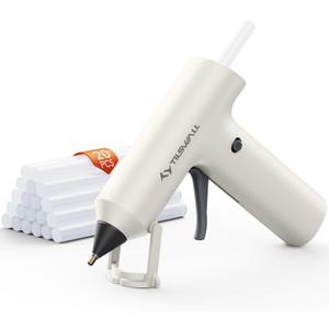 Tilswall Cordless Hot Glue Gun, Fast Preheating with 2000mAh Built-in Battery Hot Melt Glue Gun, 20 Premium Glue Sticks, Mini Glue Gun Ideal for Crafts, DIY Gift, Repairs White