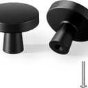 Veise Matte Black Round Cabinet Knobs, 1-1/4 Inch, 25 Pack