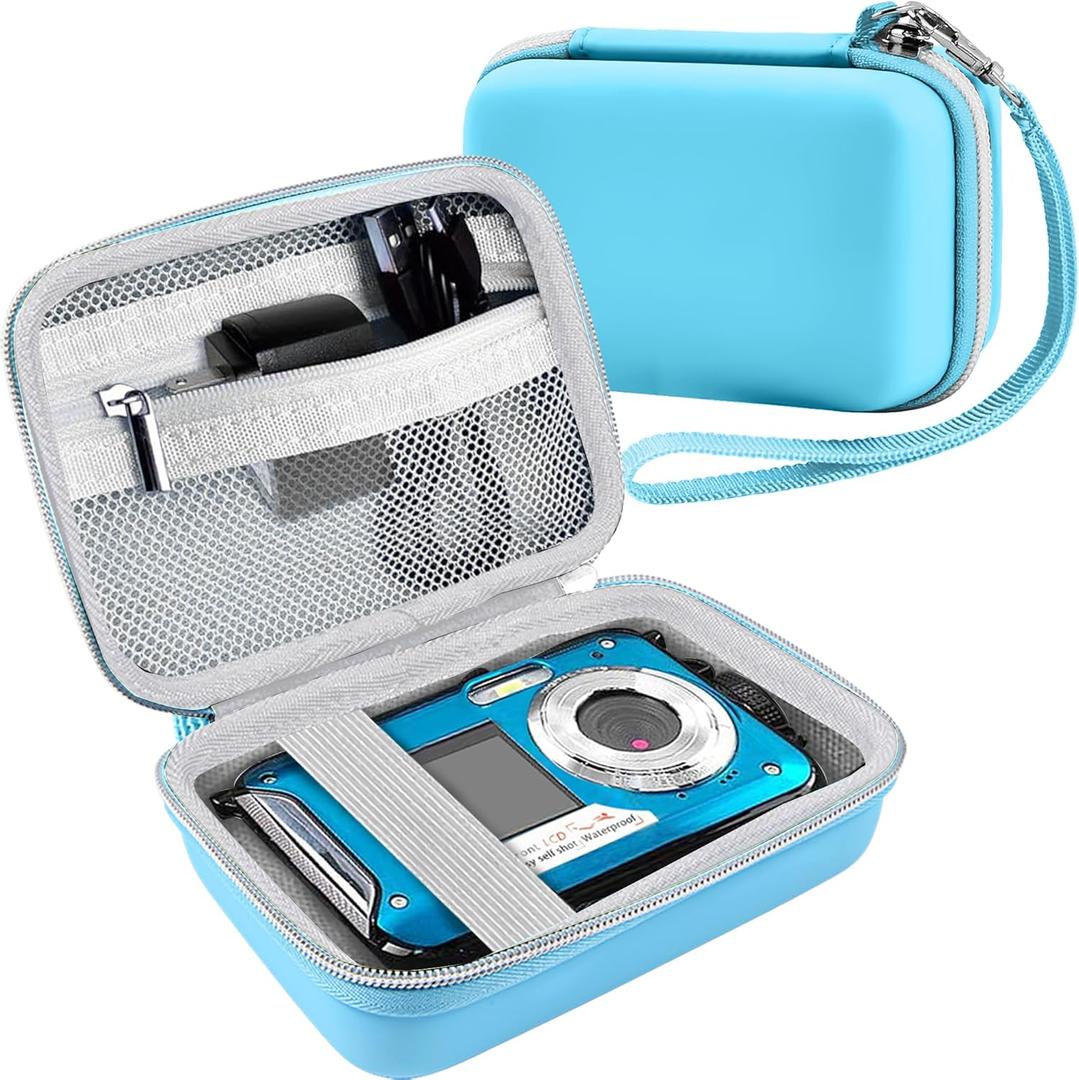 Leayjeen underwater camera case Compatible with YISENCE/HICSHON Waterproof Digital Camera Underwater Camera Full HD 2.7K 48 MP Video Recorder and More Accessories-Blue (Case Only)