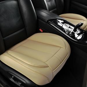 2 Pack Front Car Seat Cover Bottom Only Faux Leather, Anti-Slip Padded Seat Cushion, Full Wrap Seat Protector with Storage Function Fit 95% Cars, SUV, Pick-up Trucks (Beige)