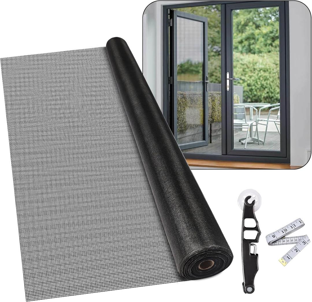 36Inch x 100Feet Window Screen Mesh Roll and Durable Screen Door Replacement, Window Mesh Screen Roll for Windows (Black)