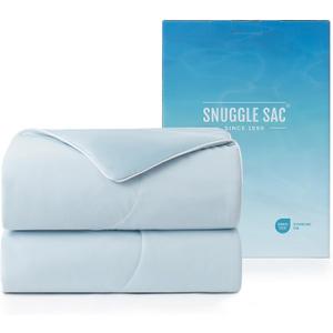 Snuggle Sac Natural Viscose Cooling Comforter Queen Size, Lightweight Breathable Silky Cooling Bedding with Q-Max>0.45 for Bedroom, Home Decor, Hot Sleepers & Night Sweats, Ice Blue 90"x90"