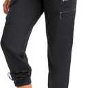 BVVU Women's Hiking Pants Lightweight Quick Dry Travel Outdoor Pants Waterproof Work Cargo Joggers with Zipper Pockets (XX-Large, Black)