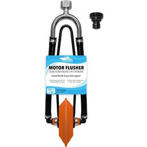 Steel Dual Feed Muff Style Heavy Duty Steel Boat Motor Flusher | Use for Antifreeze Winterization or Common Water Flush | 5/8 Inch Standard Garden Hose Connection