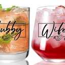JOVGANK Wedding Gifts for Couples 2026, Bridal Shower Gifts, His and Hers Glass, Mr and Mrs Shot Glass, Hubby and Wifey Gift, Anniversary Couples Gift for Bride and Groom