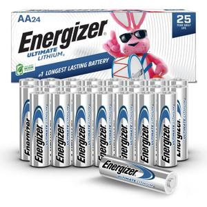 Energizer Ultimate Lithium AA Batteries, 24 Pack, 1.5V Long-Lasting for High-Drain Devices, Cameras & Flashlights
