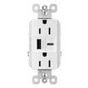 Radiant USB Plugs for Wall Outlet, 15 Amp, Tamper-Resistant and Ultra-Fast USB A and USB C Outlet plug, with standard three-prong, White, Manufactured by Legrand