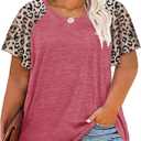 HDLTE Womens Plus Size Tops Floral Bell Sleeves Blouses Summer Crewneck Tunic Loose Casual T Shirts (3X, Rose)