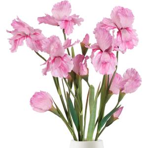 IPOPU Artificial Iris Flowers,5PCS Fake Pink Iris Flowers 31.1" Long Stem Silk Flowers for Table Wedding Office Home Decor(Pink)