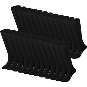 Haysandy 24 Pairs Soccer Socks Youth Football Softball Baseball Team Sock Bulk Unisex High Long Tube Sport Sock (Black) One Size