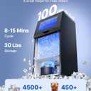 VEVOR Commercial Ice Maker Machine, 100 lbs/24h with 30 lbs Storage Capacity, Built-in/Freestanding/Under Counter, Stainless Steel Ice Maker with LED Display & Self-Cleaning, for Home Bar Restaurant