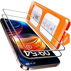TOCOL for iPhone 16 Pro Max Screen Protector, 9H Hardness Military Grade Shatterproof HD Tempered Glass Full Coverage Easy Installation Case Friendly 2 Pack (Clear)