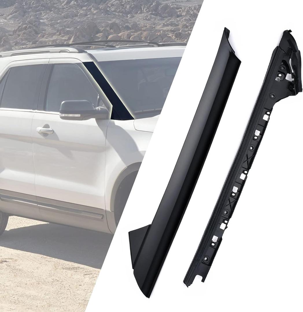 Windshield A-Pillar Molding Trim Kit Right Passenger Side Compatible with 2011-2019 Ford Explorer Replaces: 926-451, BB5Z-7803136-AA, BB5Z7803136AB, BB5Z7803136BA (Front Passenger Right Side)