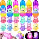 3 x 12Pack 4" Easter Eggs Prefilled Bunny Monkey LED Puffer Balls Easter Egg Fillers, Light Up Squeeze Sensory Ball Fidget Toys Easter Eggs Hunts Party Favors, Easter Basket Stuffers Teens enns Boys Girls