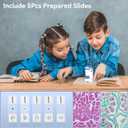 Pocket Microscope for Kids Portable Miniscope: 60-135X Mini Microscope with 5 Prepared Slides - Science Education and Nature Exploration Gifts for Boys Girls 6 7 8 9 10 11 12 (Navy Blue)