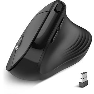 PINKCAT Wireless Vertical Mouse, 2.4G Advanced Ergonomic Mouse with USB Receiver, Wireless Silent Ergo Mouse, Compatible for Laptop, PC, Desktop, Mac, Black