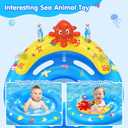 Baby Pool Float with Canopy, Inflatable Baby Swim Float with UPF50+ Sun Protection, Toddler Infant Pool Float with Toy Play Console Adjustable Safety Seat for Kids Girls Boys Aged 6-36 Months