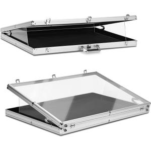 34"x22" Portable Trade Show Display Case for Trade Shows & Table Top Card Display Case Aluminum Frame with Acrylic Side Panels for Easy Display(Sliver)