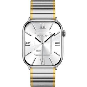 Wearlizer Two Tone Metal Band Compatible with Apple Watch Bands 40/38/41/42/44/45/46/49mm Women Men, Dressy Rectangular Chain Design Durable Stainless Steel Bracelet for iWatch Series 11-1/SE/Ultra (Black)